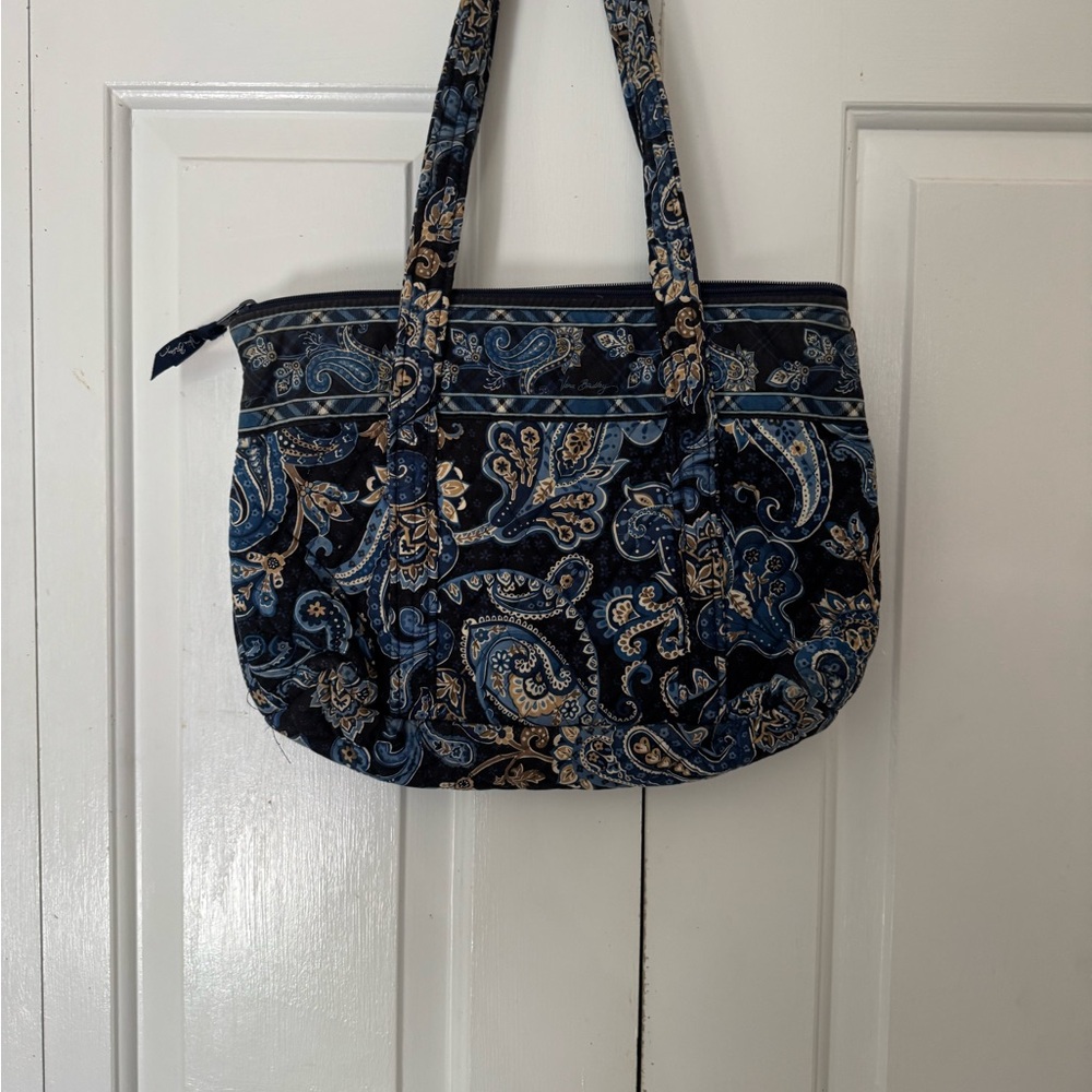 Vera Bradley Navy and Beige Paisley Shoulder Bag